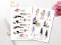 Preview: Mädchen mit Hunden Sticker Set